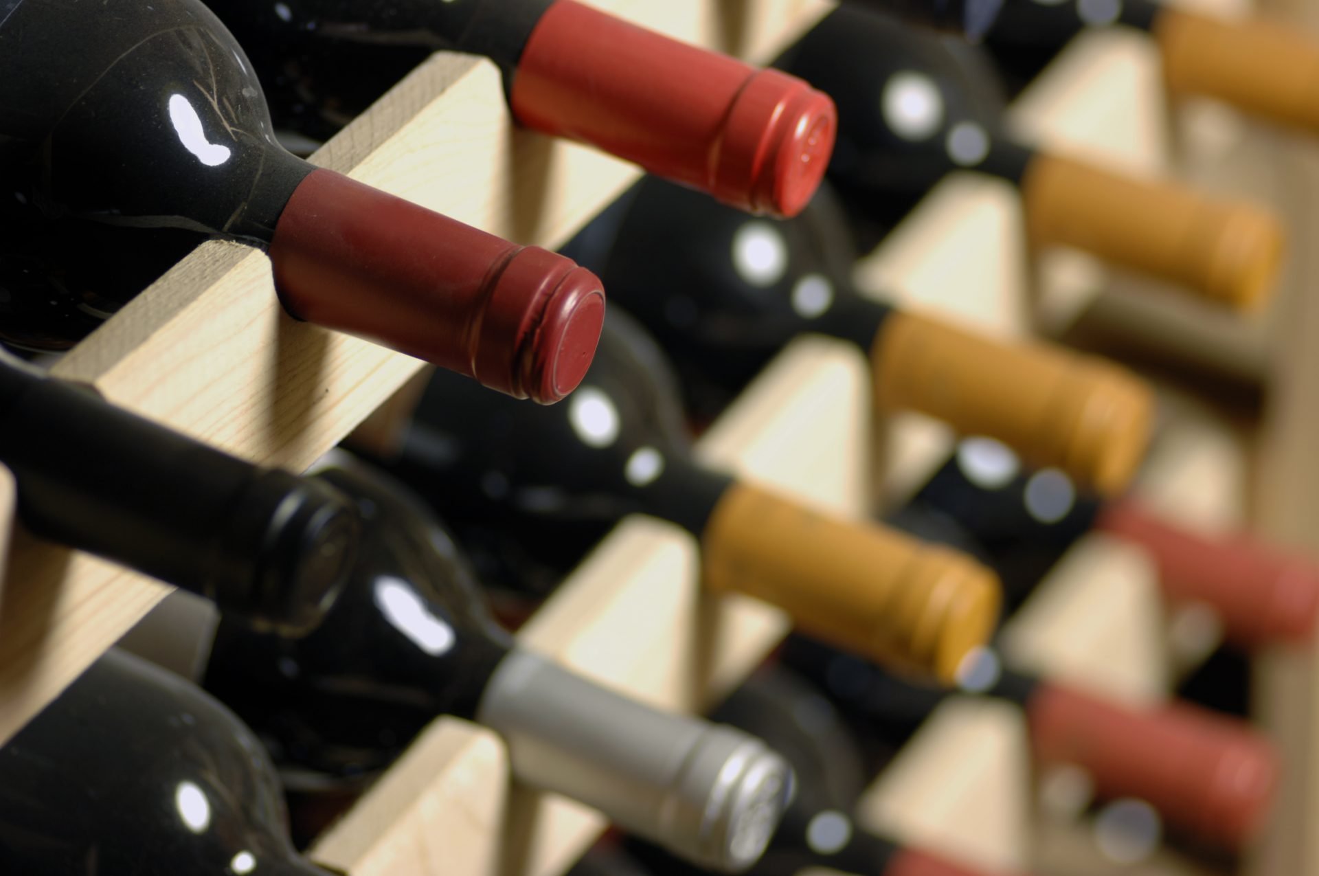 Collection of wine bottles in a wine cellar