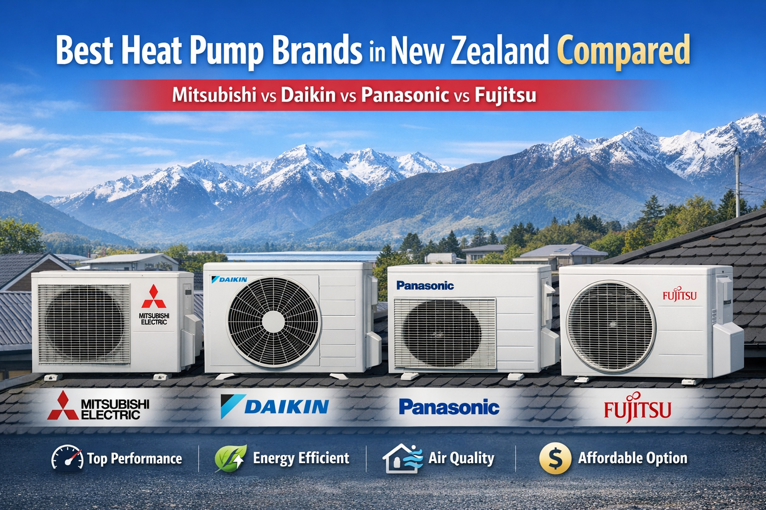 Best Heat Pump Brands in NZ Compared: Mitsubishi, Daikin, Panasonic and Fujitsu